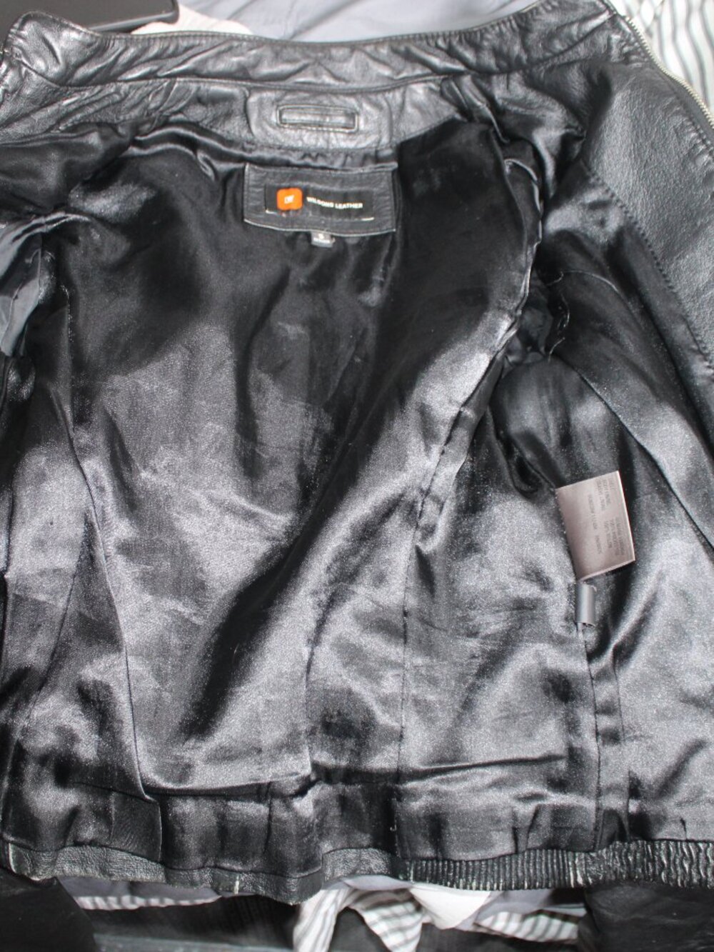 Wilsons Leather Black Moto Jacket Slim Fit Ribbed Panels - Size S - Picture 3 of 10